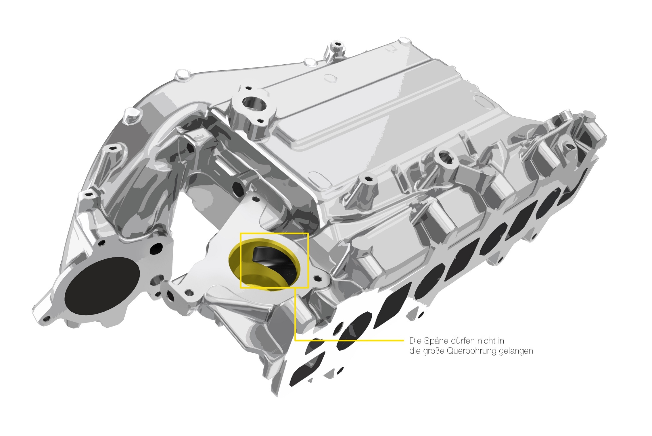 Die Bohrung an einem Ansaugekrümmer