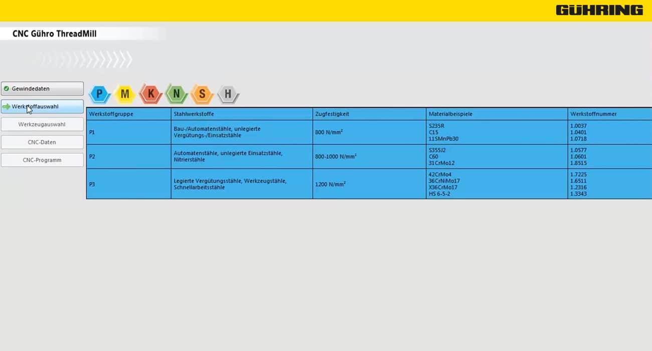 Schritt 2: Werkstoff ausw?hlen in der Software